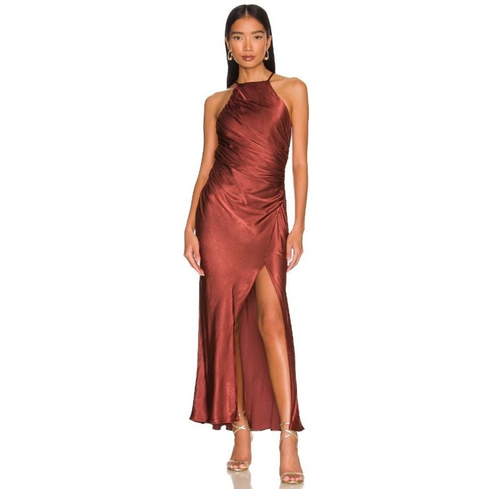 Shona Joy Thalia‎ Gathered Square Neck Maxi Dress Sangria Women's 4